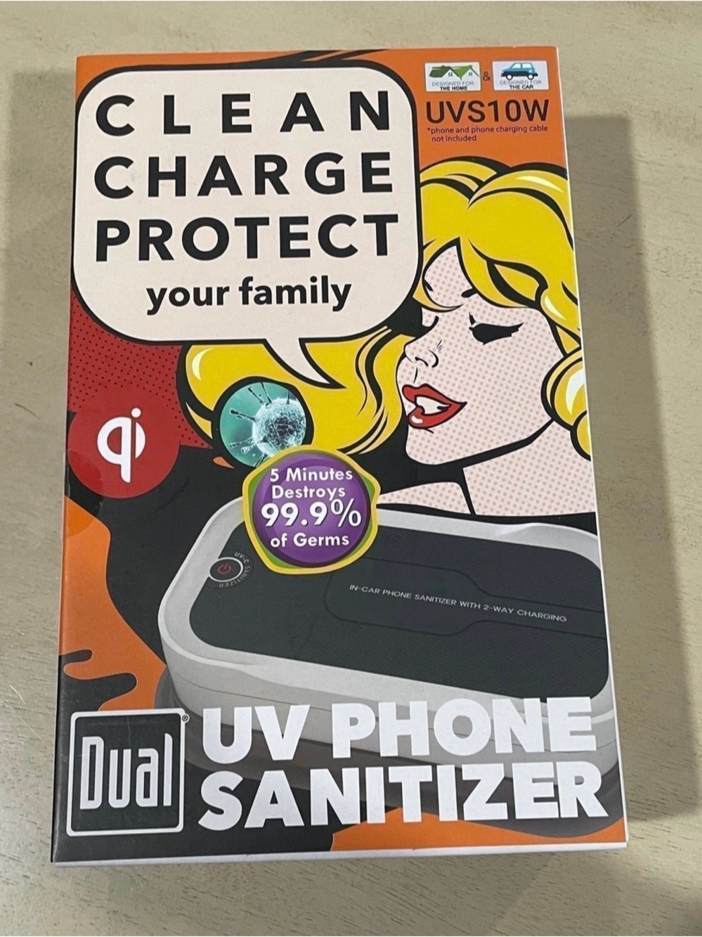 Dual UVS10W UV Phone Sanitizer Qi Wireless Charger Car Home NEW